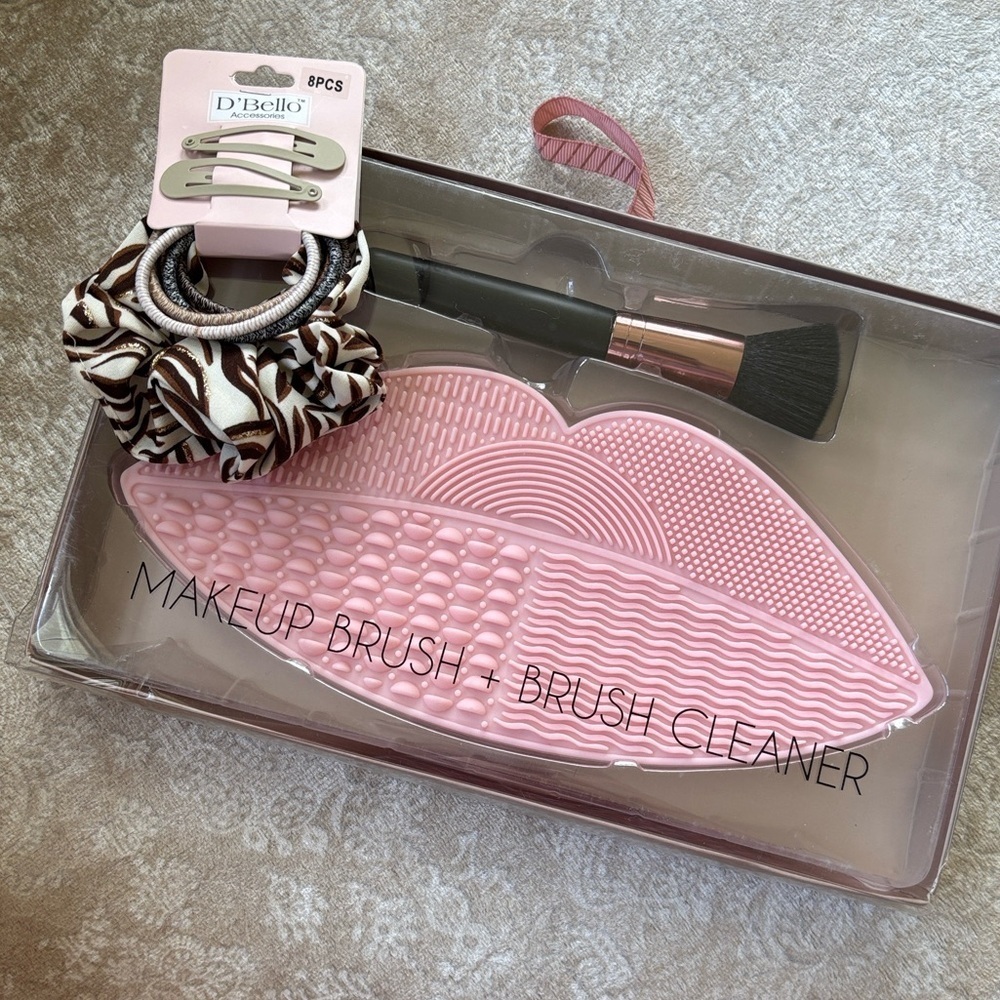 Brand New Makeup Brush Cleaner Set & 8-Piece Hair Accessory Set Scrunchie Clips